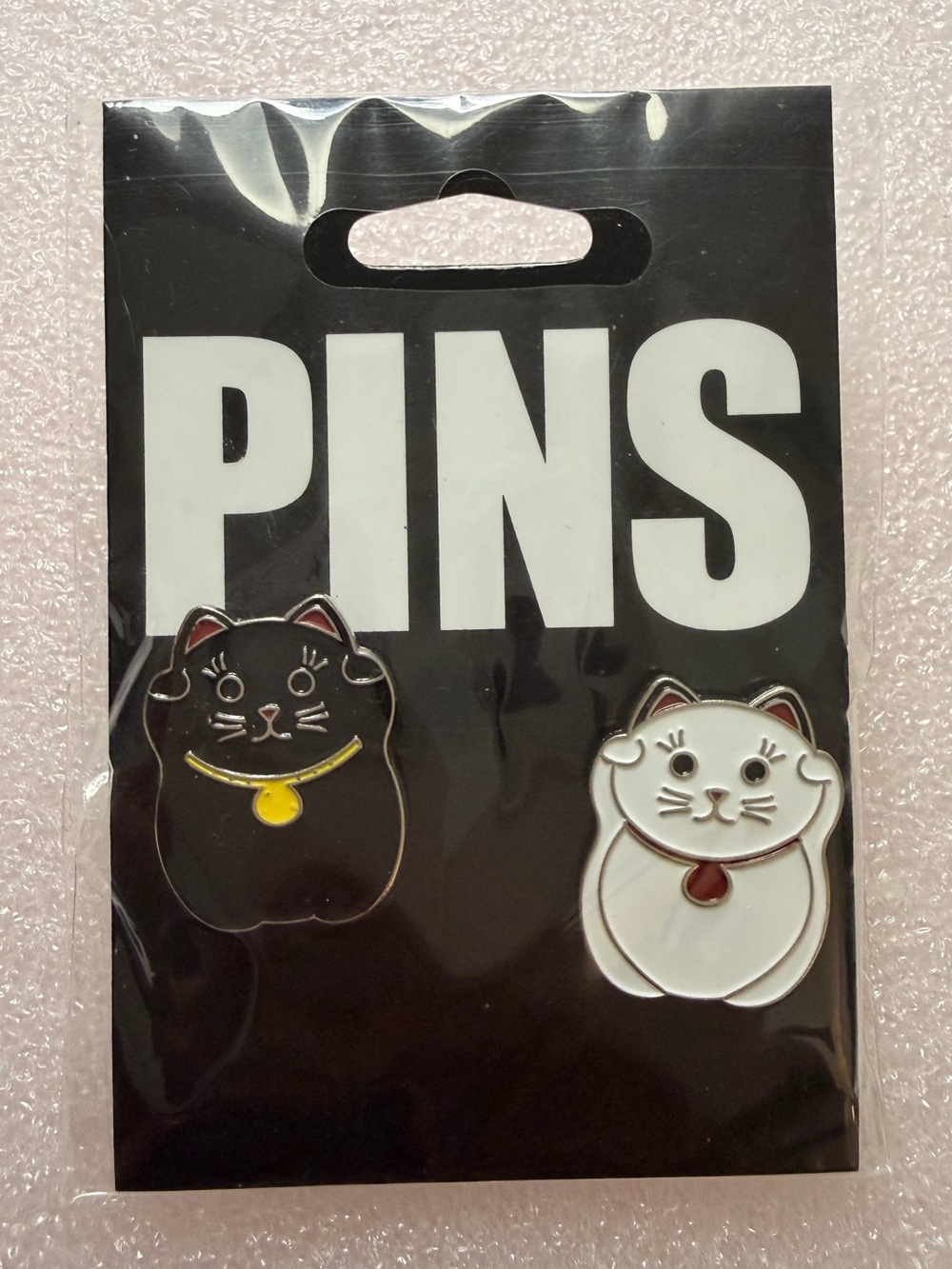Lucky Cat Pins (Black and White)